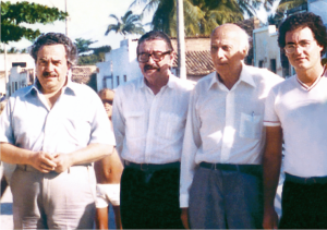 Senadores Paulo Brossard, Teotônio Vilela, Ulysses Guimarães e o deputado estadual Renan Calheiros 